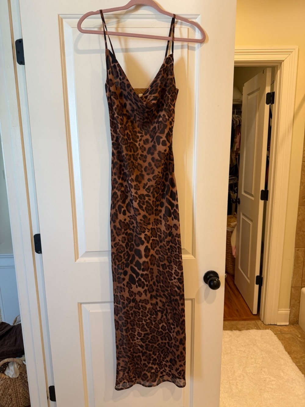 Leopard Print Slip Dress in Brown